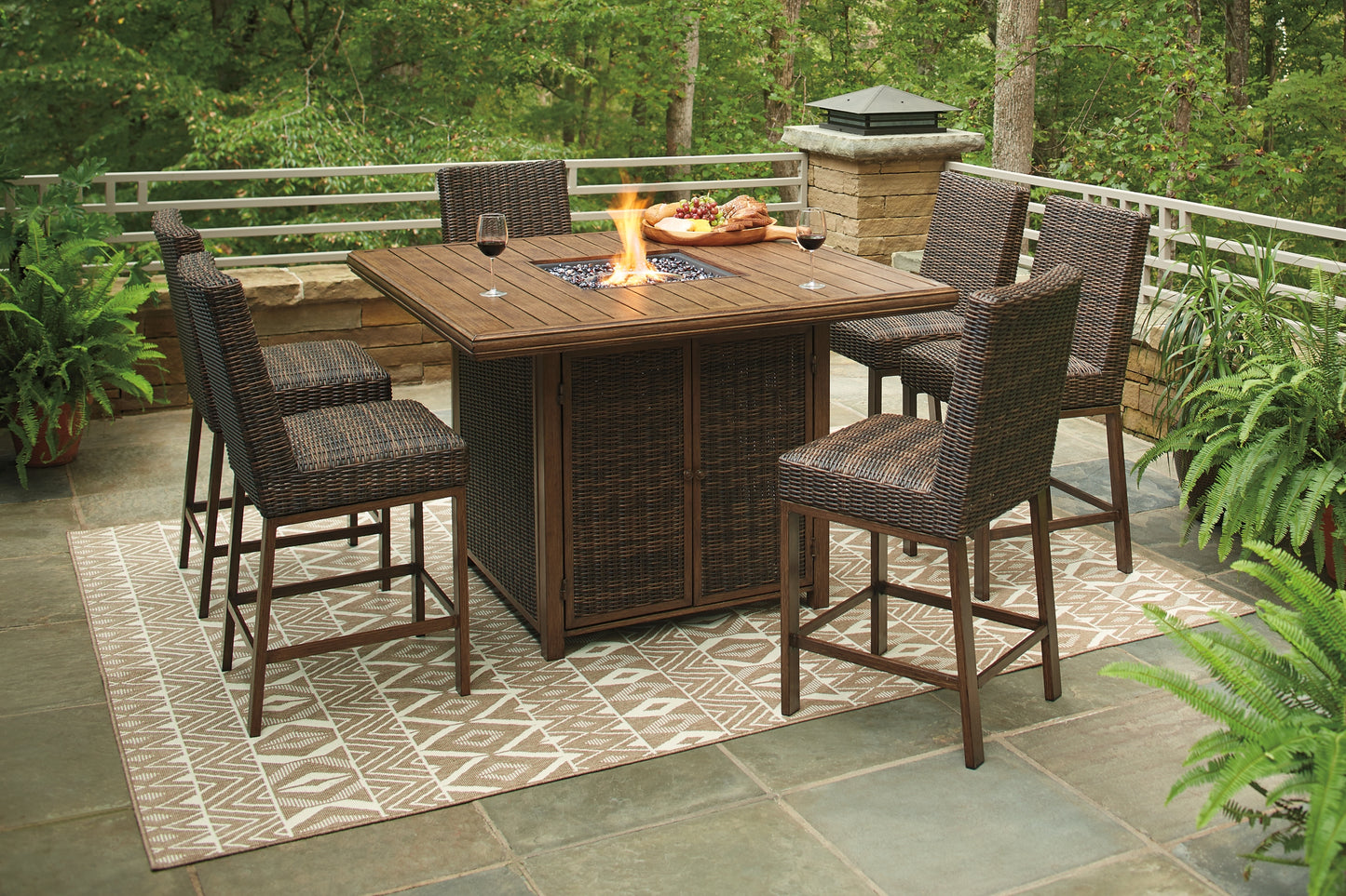 Paradise Trail Outdoor Bar Table and 6 Barstools