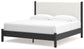 Cadmori King Upholstered Panel Bed with Mirrored Dresser and Chest