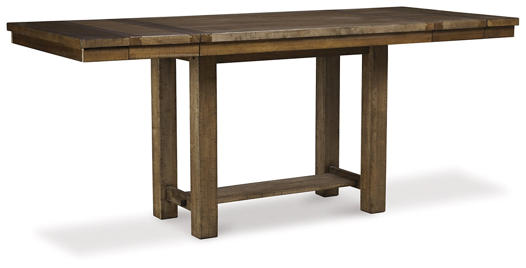 Moriville Counter Height Dining Table and 4 Barstools and Bench