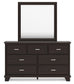 Covetown Full Panel Bed with Mirrored Dresser and 2 Nightstands