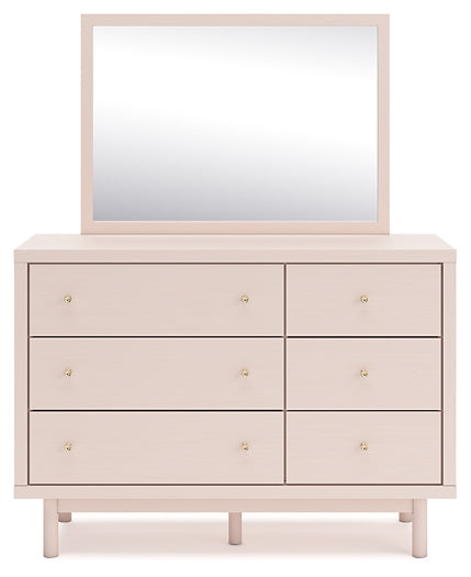 Wistenpine Twin Upholstered Panel Headboard with Mirrored Dresser, Chest and Nightstand