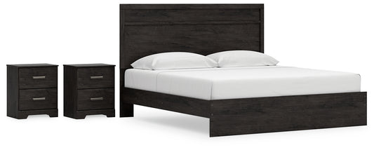 Belachime King Panel Bed with 2 Nightstands