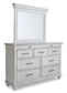 Kanwyn King Panel Bed with Mirrored Dresser, Chest and Nightstand