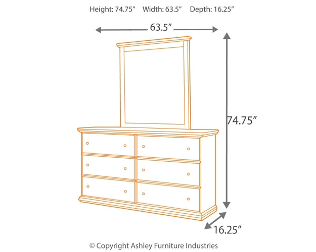 Maribel  Panel Bed With Mirrored Dresser, Chest And Nightstand