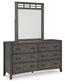 Montillan California King Panel Bed with Mirrored Dresser, Chest and 2 Nightstands