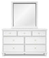 Fortman California King Panel Bed with Mirrored Dresser, Chest and 2 Nightstands