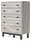 Vessalli Queen Panel Headboard with Mirrored Dresser, Chest and 2 Nightstands