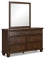 Danabrin King Panel Bed with Mirrored Dresser and Chest