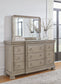 Lexorne Queen Sleigh Bed with Mirrored Dresser and Nightstand