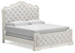 Arlendyne California King Upholstered Bed with Mirrored Dresser and Chest