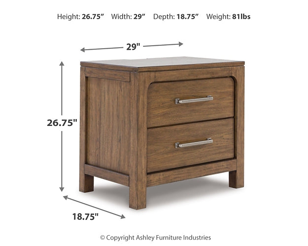 Cabalynn California King Panel Bed with Storage with Mirrored Dresser, Chest and Nightstand