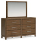 Cabalynn King Upholstered Bed with Mirrored Dresser and 2 Nightstands