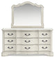 Arlendyne Queen Upholstered Bed with Mirrored Dresser and Chest